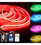 Aclorol 5V USB RGB COB LED Strip Light 10FT with Remote for TV Backlight | Fleixble and Cuttable ...