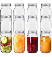 Jucoan 12 Pack 24 oz Glass Mason Jar Canning Jar with Silver Airtight Metal Lids, Regular Mouth G...