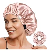 YANIBEST Satin Bonnet Silk Bonnet Adjustable Hair Bonnet for Sleeping Hair Bonnets for Women Curl...