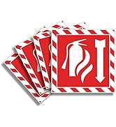 Fire Extinguisher Signs Stickers – 4 Pack 7x7 Inch – Premium Self-Adhesive Vinyl, Laminated for U...