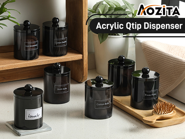 qtip holder dispenser bathroom canisters