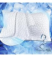 Cooling Fiber Pillow Cover Queen Size 1 Pack, Luxury Pillow Cover for Hotel Memory Foam Down with...