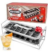 Captain Cranberry Stainless Steel Double Ice Cube Trays with lever and Stand (11