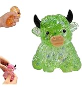 Glitter Highland Cow Squishies Fidget Toy,2026 New Highland Cow Decor,Cute Sensory Squeeze Toy fo...