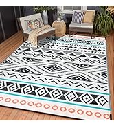 Outdoor Rugs Patio Camping Waterproof - 5x8 Plastic Straw Patio Rug Portable for Campers, Outside...