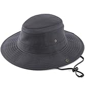 Home Prefer UPF 50+ Wide Brim Sun Hat Mesh Crown Foldable Cotton Bucket Cowboy Hat for Men Safari...