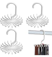 BigOtters 4 Pack White Twirl Tie Rack, 4.4 Inches 360 Degree Rotating Scarf Hanger Adjustable Tie...