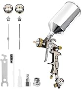 BEETRO HVLP Air Spray Gun, 1000ml Capacity 14.3CFM 29-32psi 1.4mm/1.8mm Nozzles Stainless Steel w...