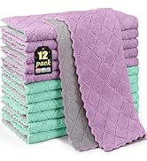 BUEDM 12 Pack Kitchen Cloth Dish Towels, 12x12 inch Soft Premium Dishcloths, Absorbent Microfiber...