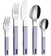 ANNOVA Silverware Set 20 Pieces Stainless Steel Color Block Handle Modern Style Flatware - 4xDinn...