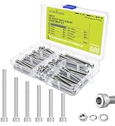 184PCS M5 Socket Head Cap Screw Assortment Kit, 304 Stainless Steel Metric Hex Bolts with Nuts, F...