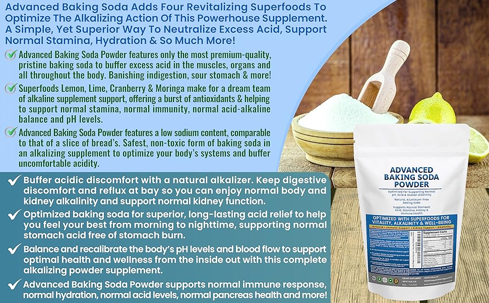baking soda supplement, baking soda antacid, pH alkalizer