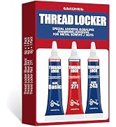 ESKONKE 3 Pack Thread Locker Blue 243 + Basic + Red 271, Nuts Bolts Threadlocker Lock Tight & Sea...