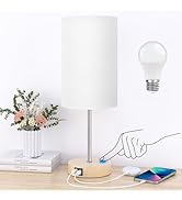 AKASUKI 18Inch Table Lamp with Dual Charging Station, 3 Way Dimmable Touch Lamp for Bedroom, Livi...