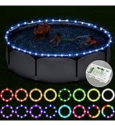 Ehaijia Remote Control LED Pool Lights for Above Ground Pools, 18Ft Submersible LED Rim Lights, C...
