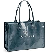 KALIDI PVC Tote Bag Women’s Kraft Paper Work Handbags Purses with Top Handle