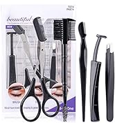 JPNK 5 in 1 Eyebrow Tweezers Scissors and Razors Set-Eyebrow Trimmer Shaver Shaper and Angled & S...