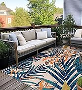 Rugshop Tropical Floral Leaves Indoor/Outdoor Area Rug 5' x 7' Multi