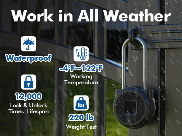 Long Shackle Smart Padlock Outdoor Waterproof Pad Lock for Locker Gym