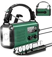 20000mAh / 74000mWh Emergency Radio, Solar Hand Crank Radio AM/FM/NOAA Weather Radio, Battery Pow...