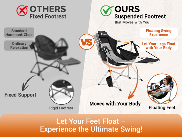 swinging hammock chair-With footrest, gentle front-back sway. Breathable fabric for all-day comfort