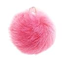 dark red pink fur ball keyring