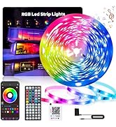 NBBUFF 32.8FT LED Lights for Bedroom 300LEDs Super Bright RGB LED Strips Lights with Remote and A...