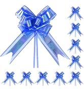 TIMESEEK 24PCS Navy Blue Pull Bows for Gift Wrapping, 6" Large Pre-Tied Decorative Bows for Chris...