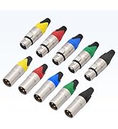 Lrbners 5-Pair XLR 3-Pin Male & Female Connectors (5-Pack) – Compact Metal Shell with Non-Slip Gr...