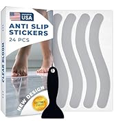 Clear Bloom Anti Slip Shower Stickers 24 PCS, Gray Non-Slip Shower Strips for Adults, Premium Adh...
