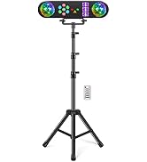 Telbum DJ Lights with Stand, 5 in 1 Party Bar Light Set with Rotating Ball, Strobe, UV, Colorful ...