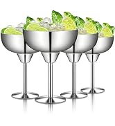 Suwimut 4 Pack Stainless Steel Margarita Glasses, 10oz Unbreakable Metal Martini Tumbler, Shatter...