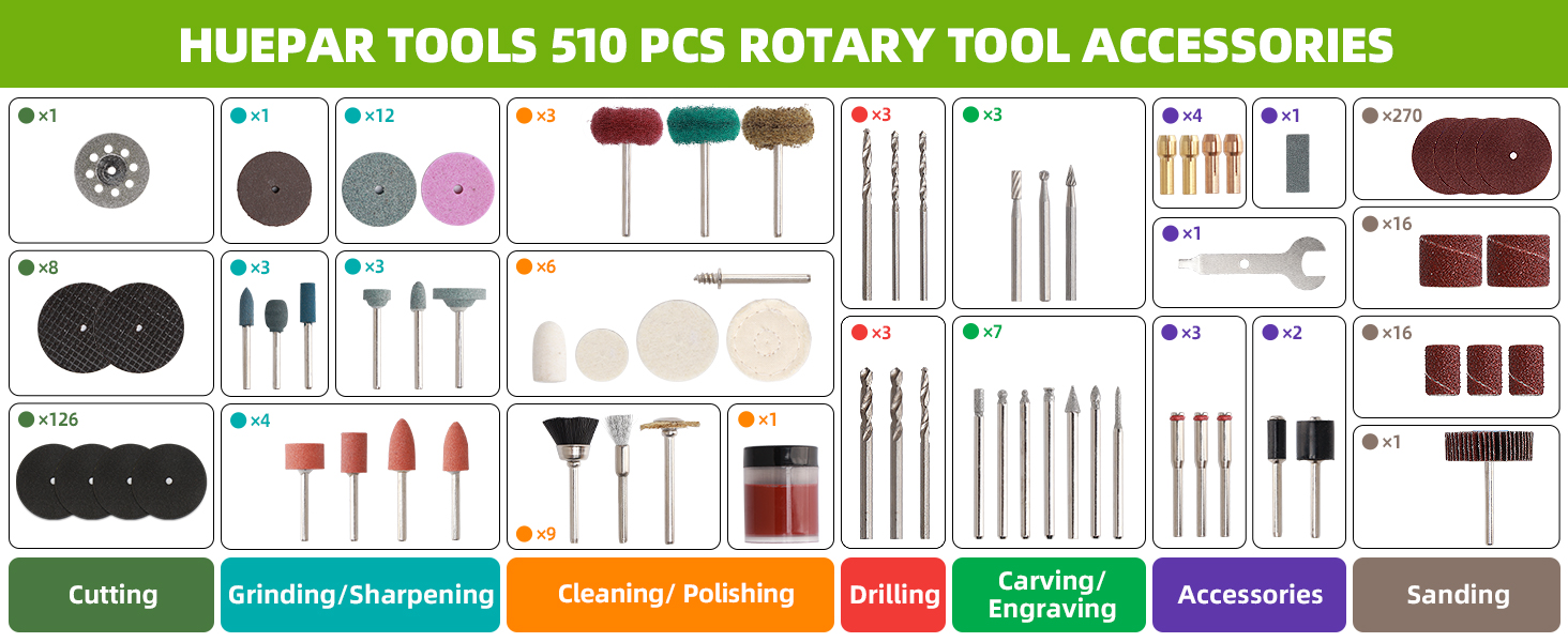 Huepar Tools RT510 Rotary Tool Accessories Kit