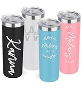 Custom insulated tumbler with lid, personalized skinny metal powder coated thermo for women men, ...