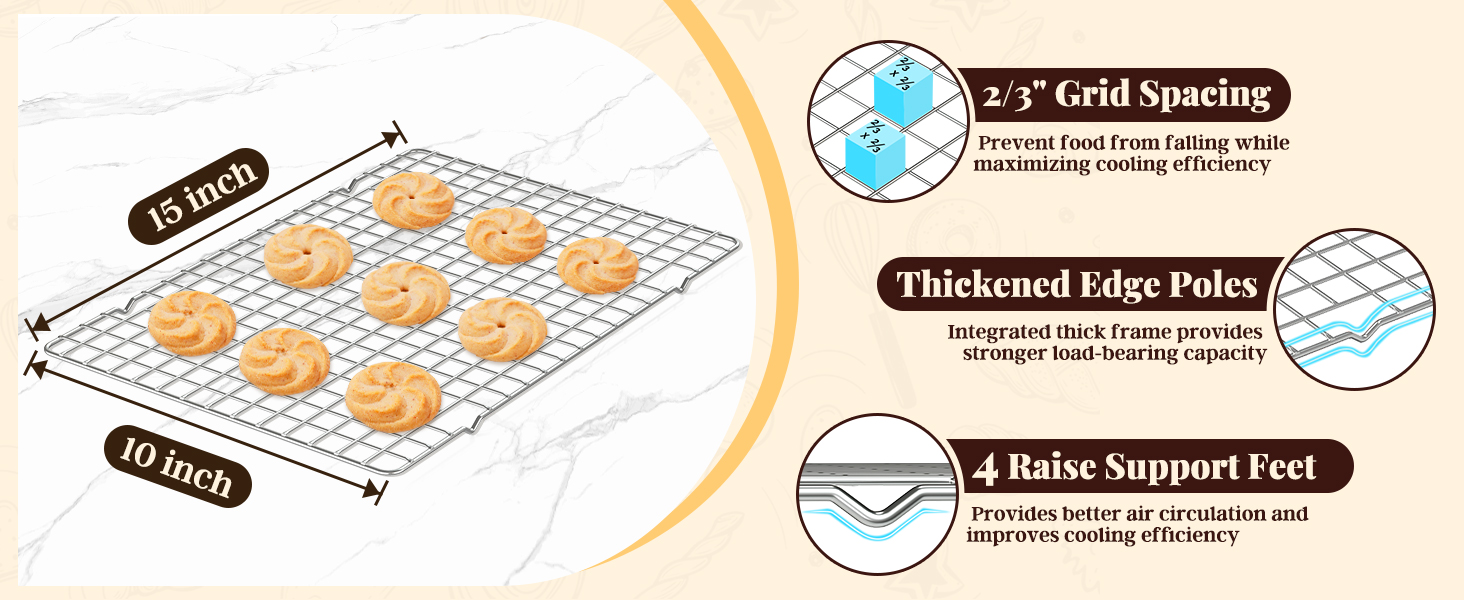 Size:10x15inch, 2/3" Grid Spacing, 4 Raise Support Feet, Thickened Edge Poles