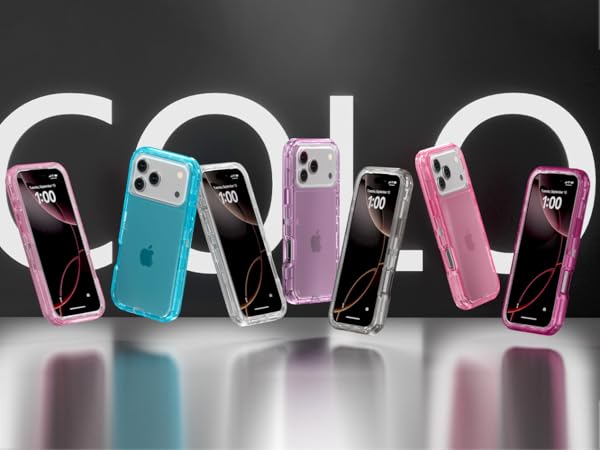 Seven colors, transparent pink hot pink purple blue clear gray