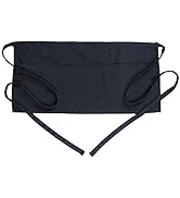 BOHARERS Waist Apron with 3 Pockets - Black Waitress Waiter Server Short Aprons