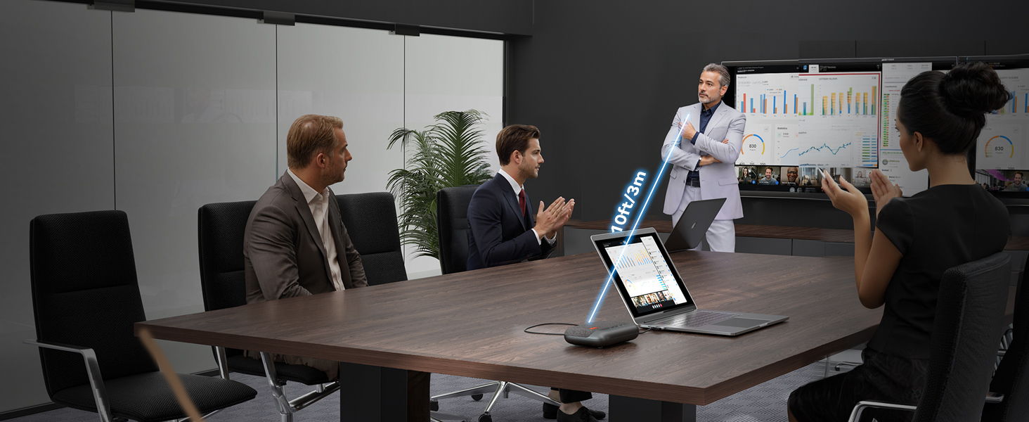 A05U USB Conference Speaker and Microphone, Wired Speakerphone, 360° Noise Cancelling Voice Pickup