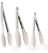 CAROTE Tongs for Cooking Heat Resistant Stainless Steel Kitchen Tongs with Non Scratch Silicone T...