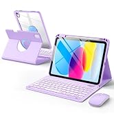 Wenlaty for iPad A16 11th/10th Generation Case with Keyboard & Mouse, 360° Rotating Magnetic Deta...