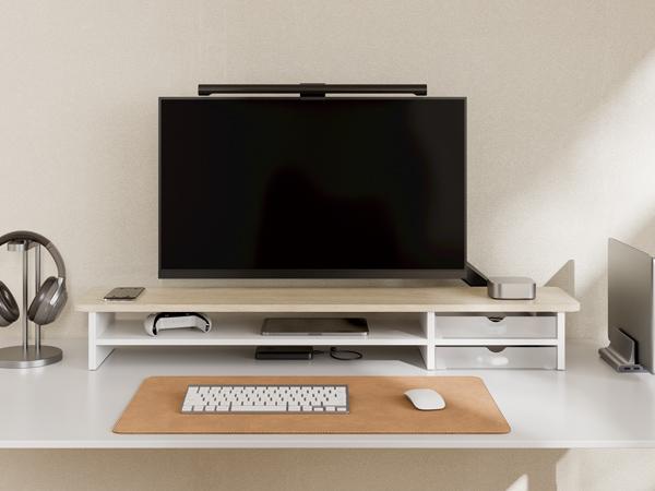 Fenge Monitor Stand, Dual Monitor Riser, 42.5inch Large Desk Computer Monitor Stand Riser