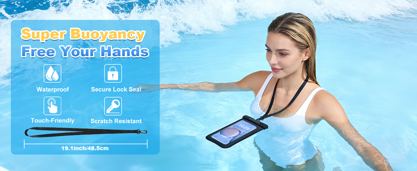 Floating Phone Pouch - if your phone accidentally drops into the water, it will quickly float up