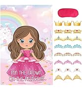 Hooqict Pin The Crown on The Princess Party Games for Kids Girls Princess Birthday Party Decorati...