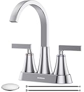 Bathroom Sink Faucet, Hurran 4 inch Chrome Bathroom Faucets for Sink 3 Hole with Pop-up Drain and...