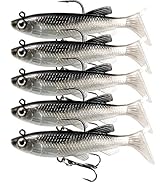 Fishing Lures for Bass, VMSIXVM Fishing Jig Head Swim Shad Lure, Soft Plastic Swimbaits with Padd...