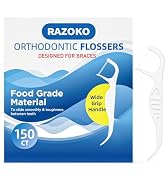 RAZOKO Orthodontic Flossers for Braces, Ortho Twin Line Dental Floss Picks, Designed for Braces, ...