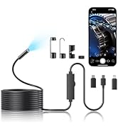 Endoscope Camera with Light, 1920P HD Borescope Camera with 8 Adjustable LED, 16.4FT Semi-Rigid S...