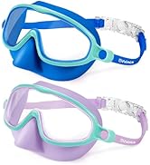 Vvinca Swim Goggles with Nose Cover, 2 Pack Wide View Diving Mask Anti-Fog UV No Leak Toddlers Sw...