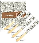 Siutco 4PCS Stainless Steel Butter Knife Set, 6.8in Spreaders with Patterned Ceramic Handles, Dis...