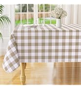 misaya Rectangle Waterproof Vinyl Table Cloth, Buffalo Flannel Backed Tablecloth, Wipeable Plasti...